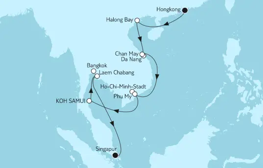 Mein Schiff Asien-Kreuzfahrt 2023: Hongkong bis Singapur