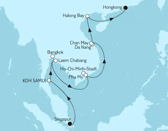 Mein Schiff Asien-Kreuzfahrt 2023: Singapur bis Hongkong
