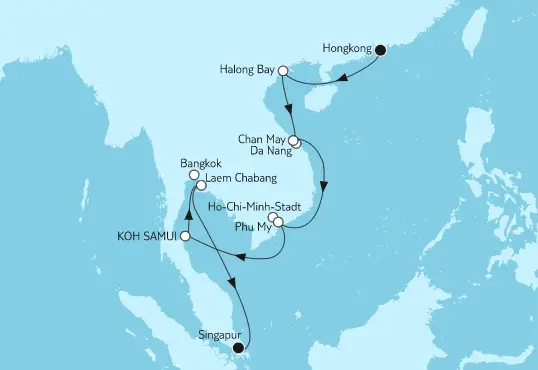 Mein Schiff Asien-Kreuzfahrt 2024: Hongkong bis Singapur
