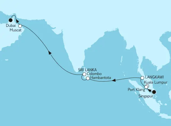 Mein Schiff Asien-Kreuzfahrt 2024: Singapur bis Dubai