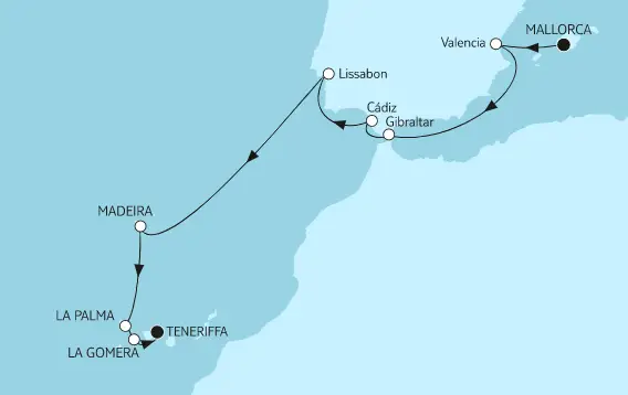 Mein Schiff Kanaren-Kreuzfahrt 2022: Mallorca bis Teneriffa