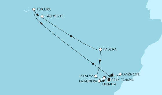 Mein Schiff Kanaren-Kreuzfahrt 2023: Kanaren mit Azoren