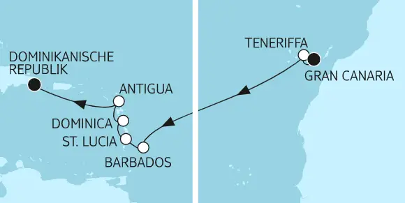 Mein Schiff Karibik-Kreuzfahrt 2022: Gran Canaria bis Dominikanische Republik