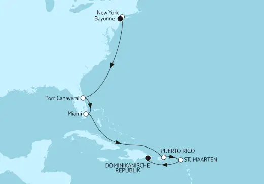 Mein Schiff Karibik-Kreuzfahrt 2022: New York bis Dominikanische Republik