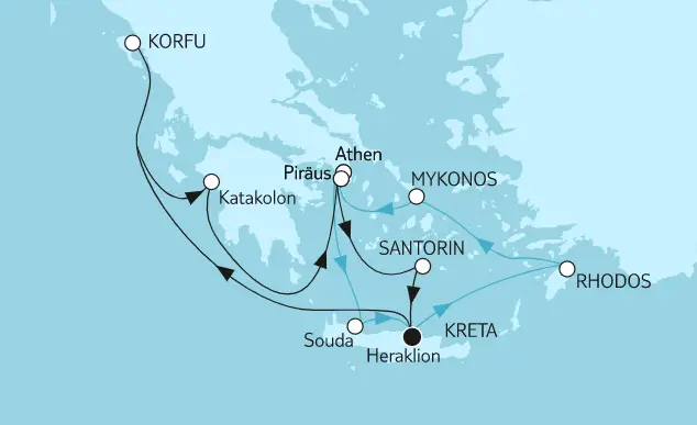 Mein Schiff Mittelmeer-Kreuzfahrt 2022: Griechenland mit Korfu & Piraeus