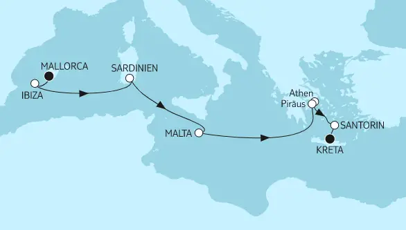 Mein Schiff Mittelmeer-Kreuzfahrt 2022: Mallorca bis Kreta