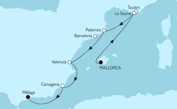 Mein Schiff Mittelmeer-Kreuzfahrt 2022: Mallorca bis Malaga