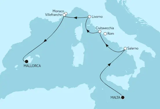 Mein Schiff Mittelmeer-Kreuzfahrt 2022: Malta bis Mallorca