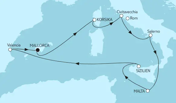 Mein Schiff Mittelmeer-Kreuzfahrt 2022: Mittelmeer mit Sizilien