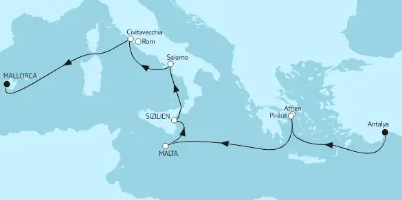 Mein Schiff Mittelmeer-Kreuzfahrt 2022: Östliches Mittelmeer bis Mallorca