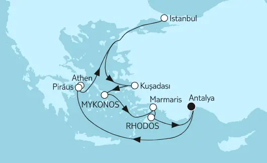 Mein Schiff Mittelmeer-Kreuzfahrt 2022: Östliches Mittelmeer mit Rhodos