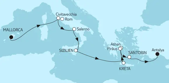 Mein Schiff Mittelmeer-Kreuzfahrt 2023: Mallorca bis Östliches Mittelmeer