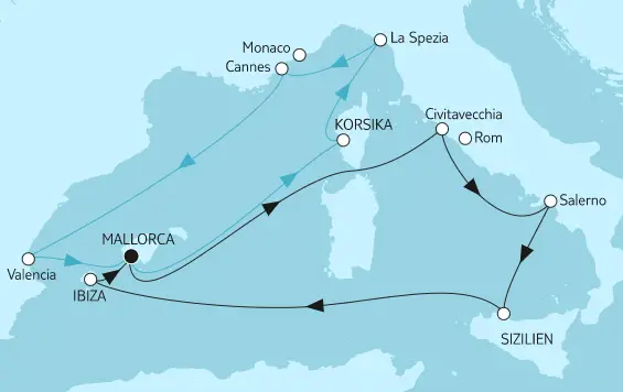 Mein Schiff Mittelmeer-Kreuzfahrt 2023: Westliches Mittelmeer mit La Spezia