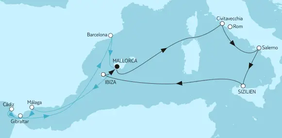 Mein Schiff Mittelmeer-Kreuzfahrt 2023: Westliches Mittelmeer mit Palermo 2