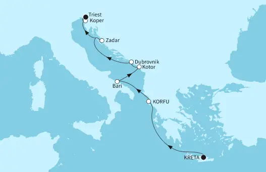 Mein Schiff Mittelmeer-Kreuzfahrt 2024: Kreta bis Triest