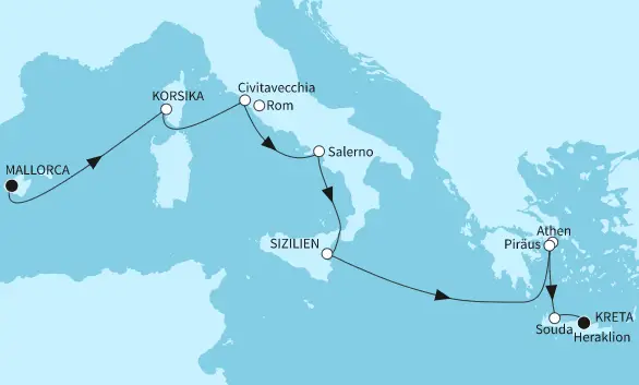 Mein Schiff Mittelmeer-Kreuzfahrt 2024: Mallorca bis Kreta
