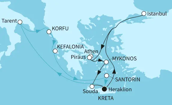 Mein Schiff Mittelmeer-Kreuzfahrt 2024: Östliches Mittelmeer mit Kreta und Korfu