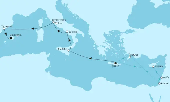 Mein Schiff Mittelmeer-Kreuzfahrt 2024: Östliches Mittelmeer mit Mallorca