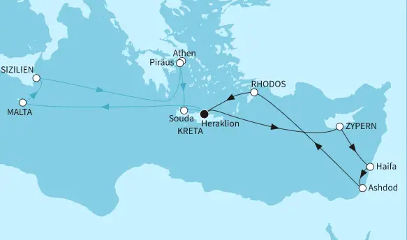 Mein Schiff Mittelmeer-Kreuzfahrt 2024: Östliches Mittelmeer mit Malta und Zypern