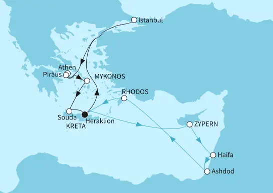 Mein Schiff Mittelmeer-Kreuzfahrt 2024: Östliches Mittelmeer mit Zypern und Kreta