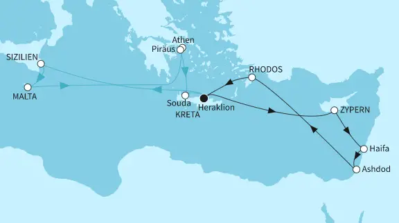 Mein Schiff Mittelmeer-Kreuzfahrt 2024: Östliches Mittelmeer mit Zypern und Malta