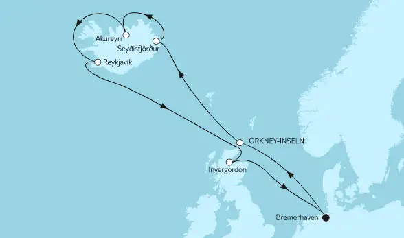 Mein Schiff Nordsee-Kreuzfahrt 2022: Island mit Schottland