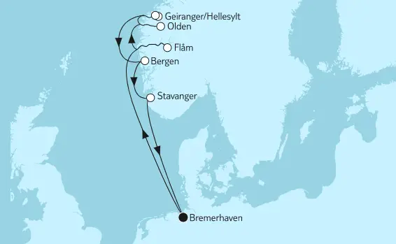 Mein Schiff Nordsee-Kreuzfahrt 2022: Norwegen mit Flam und Geirangerfjord