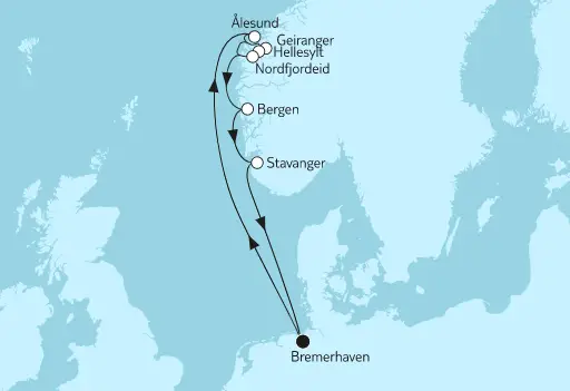 Mein Schiff Nordsee-Kreuzfahrt 2022: Norwegen mit Geirangerfjord und Nordfjordeid