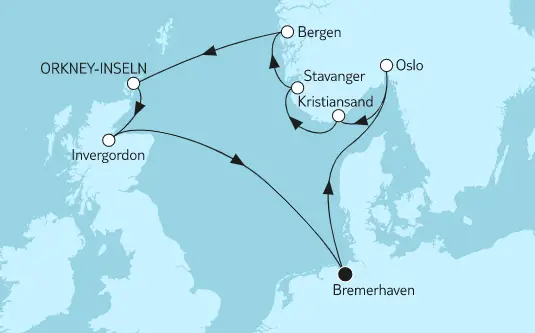 Mein Schiff Nordsee-Kreuzfahrt 2022: Norwegen mit Orkney-Inseln
