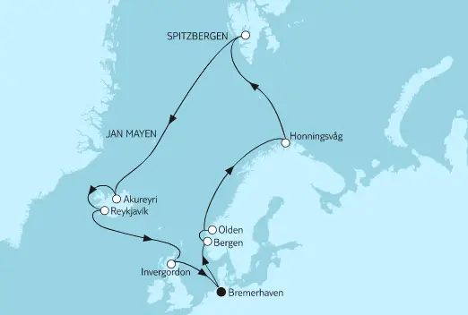Mein Schiff Nordsee-Kreuzfahrt 2022: Norwegen mit Spitzbergen und Island