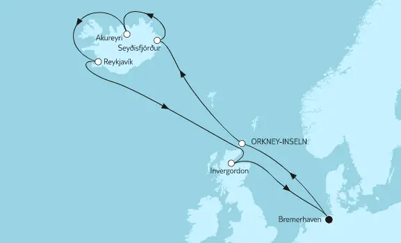 Mein Schiff Nordsee-Kreuzfahrt 2023: Island mit Orkney-Inseln