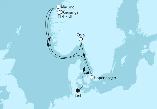 Mein Schiff Nordsee-Kreuzfahrt 2023: Norwegen mit Geirangerfjord