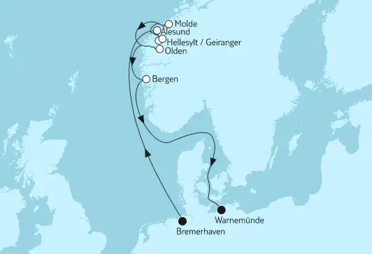Mein Schiff Nordsee-Kreuzfahrt 2023: Norwegen mit Olden