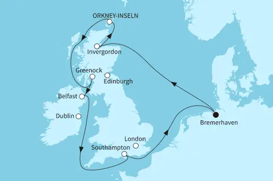 Mein Schiff Nordsee-Kreuzfahrt 2024: Großbritannien mit Orkney-Inseln