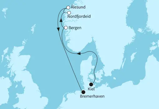 Mein Schiff Nordsee-Kreuzfahrt 2024: Norwegen mit Bergen
