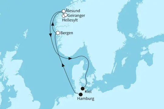 Mein Schiff Nordsee-Kreuzfahrt 2024: Norwegen mit Geirangerfjord