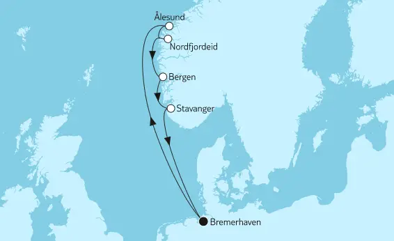 Mein Schiff Nordsee-Kreuzfahrt 2024: Norwegen mit Nordfjordeid