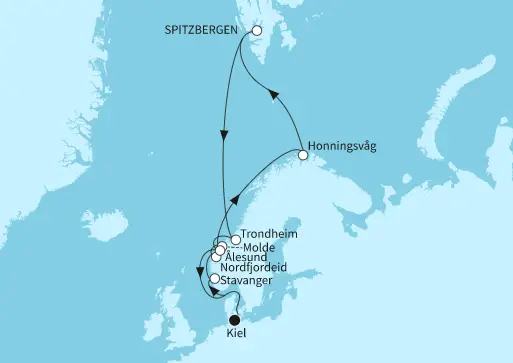 Mein Schiff Nordsee-Kreuzfahrt 2024: Norwegen mit Nordkap & Nordfjordeid