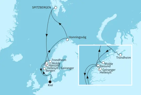 Mein Schiff Nordsee-Kreuzfahrt 2024: Norwegen mit Nordkap & Trondheim