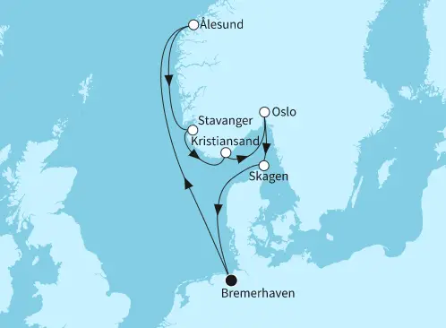 Mein Schiff Nordsee-Kreuzfahrt 2024: Norwegen mit Stavanger