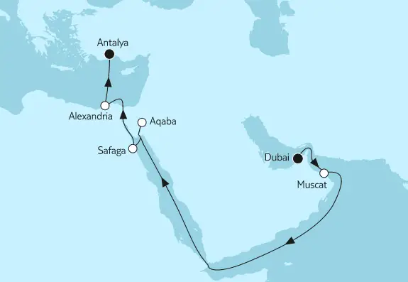 Mein Schiff Orient-Kreuzfahrt 2022: Dubai bis Östliches Mittelmeer