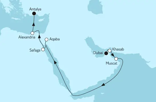 Mein Schiff Orient-Kreuzfahrt 2023: Dubai bis Östliches Mittelmeer