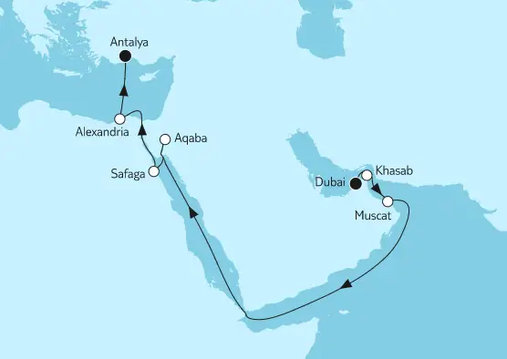 Mein Schiff Orient-Kreuzfahrt 2024: Dubai bis Östliches Mittelmeer