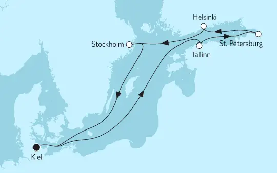 Mein Schiff Ostsee-Kreuzfahrt 2022: Ostsee mit St. Petersburg