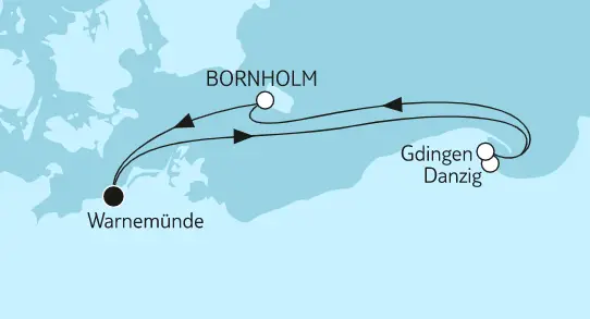 Mein Schiff Ostsee-Kreuzfahrt 2023: Ostsee mit Bornholm