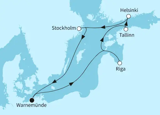 Mein Schiff Ostsee-Kreuzfahrt 2024: Ostsee mit Stockholm
