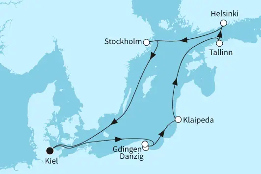Mein Schiff Ostsee-Kreuzfahrt 2024: Ostsee mit Tallinn