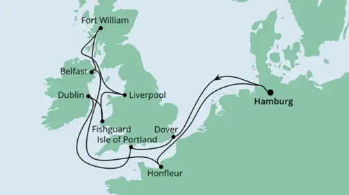 AIDAaura Route 2022: Großbritannien & Irland