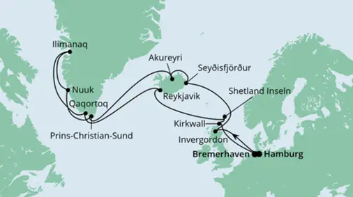 AIDAaura Route 2023: Island & Grönland