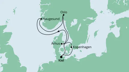 AIDAbella Route 2022: Norwegen & Dänemark ab Kiel